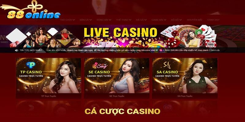 Casino trực tuyến siêu hấp dẫn tại game 88online 